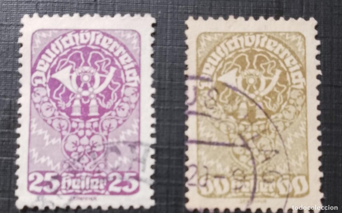Sellos: LOTE 2 SELLOS, DISTINTOS VALORES A&Ntilde;O 1919 - TROMPETA, CUERNO HER&Aacute;LDICO, CORNETA.