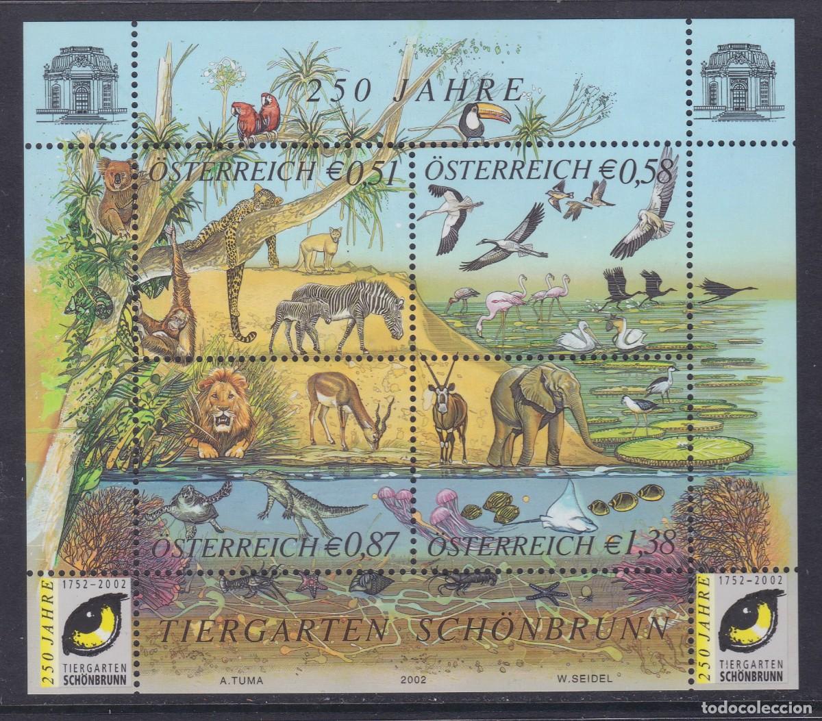 Sellos: Austria 2002 - Hoja bloque nueva de fauna sin fijasellos