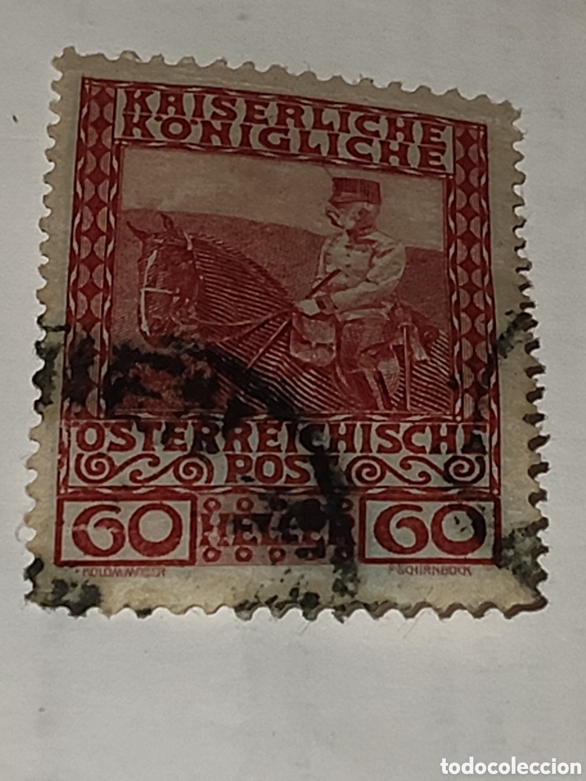 Sellos: Sello de Austria 60 Aniversario del reinado del Emperador Francisco Jos&eacute; l a caballo 1908 usado
