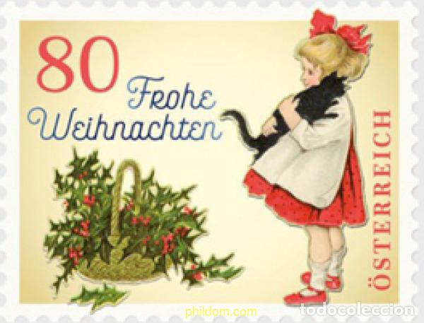 Briefmarken: 619546 MNH AUSTRIA 2018 NAVIDAD 2018 - VINTAGE, NI&Ntilde;A CON GATO