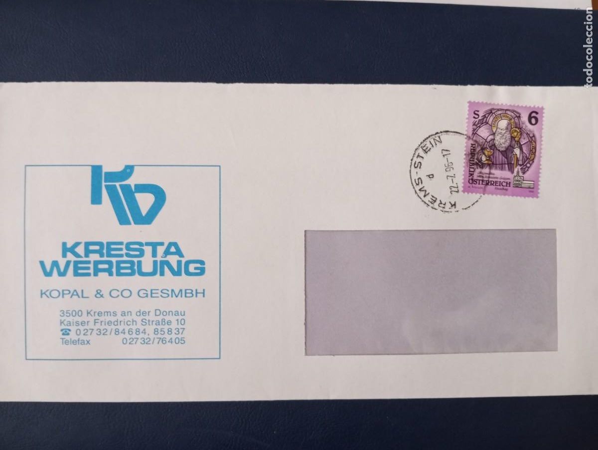 Sellos: AUSTRIA 1996, SOBRE DE LA EMPRESA KRESTA WERBUNG