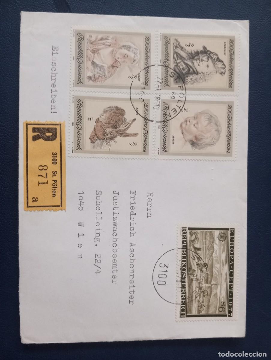 Sellos: AUSTRIA, CERTIFICADO DE SAINT POLIEN, GRABADOS Y EUROPA 77 VER DORSO