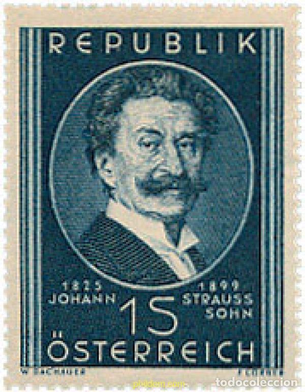 Sellos: 200627 HINGED AUSTRIA 1949 50 ANIVERSARIO DE LA MUERTE DE JOHANN STRAUSS