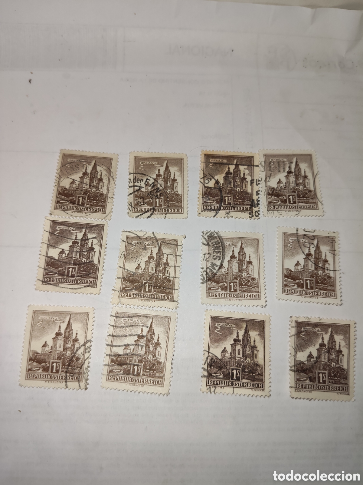 Sellos: 12 sellos de Austria Iglesia de Mariazell 1957