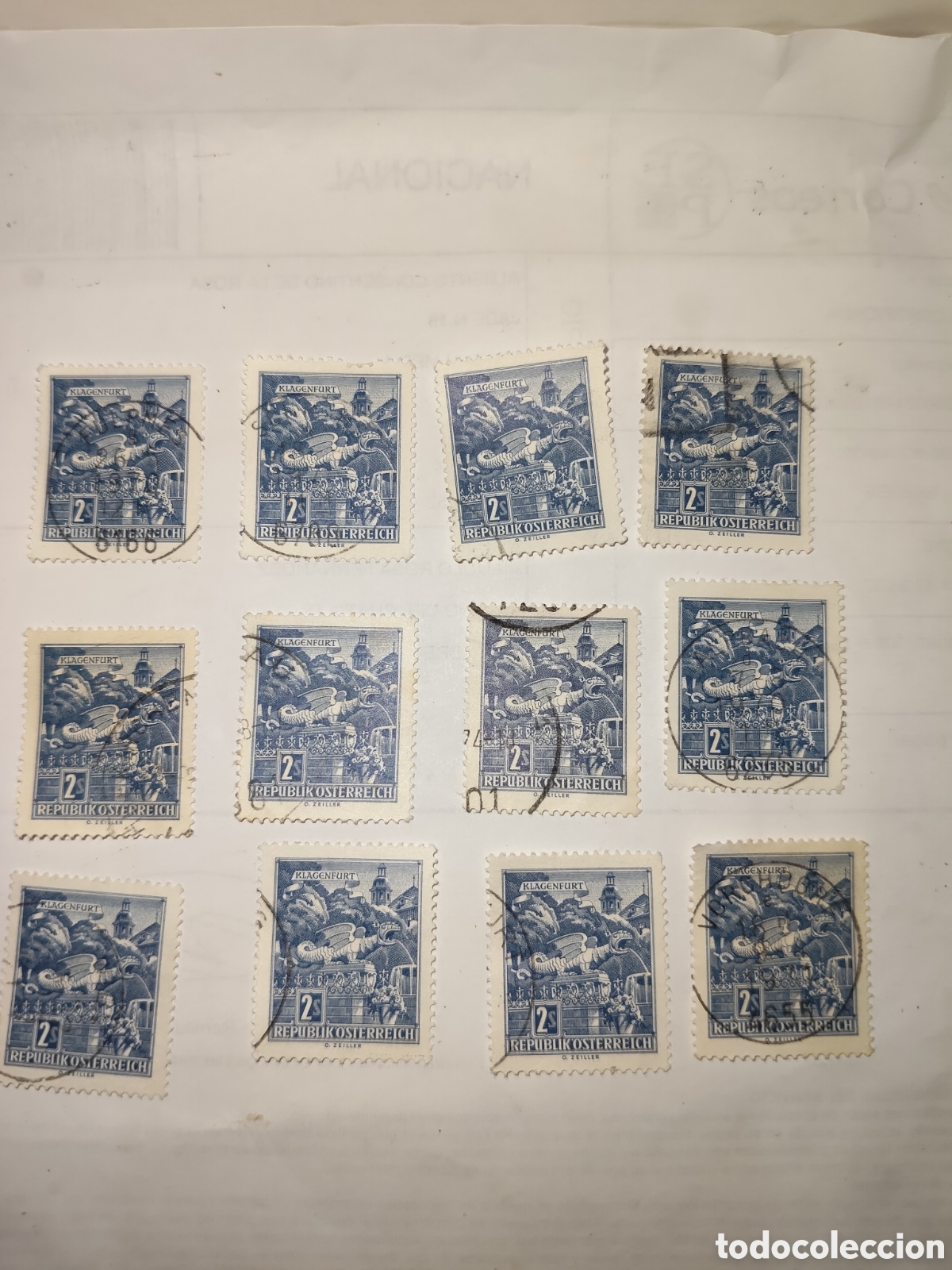 Sellos: 12 sellos de Austria Fuente del Drag&oacute;n en Klagenfurt 1968