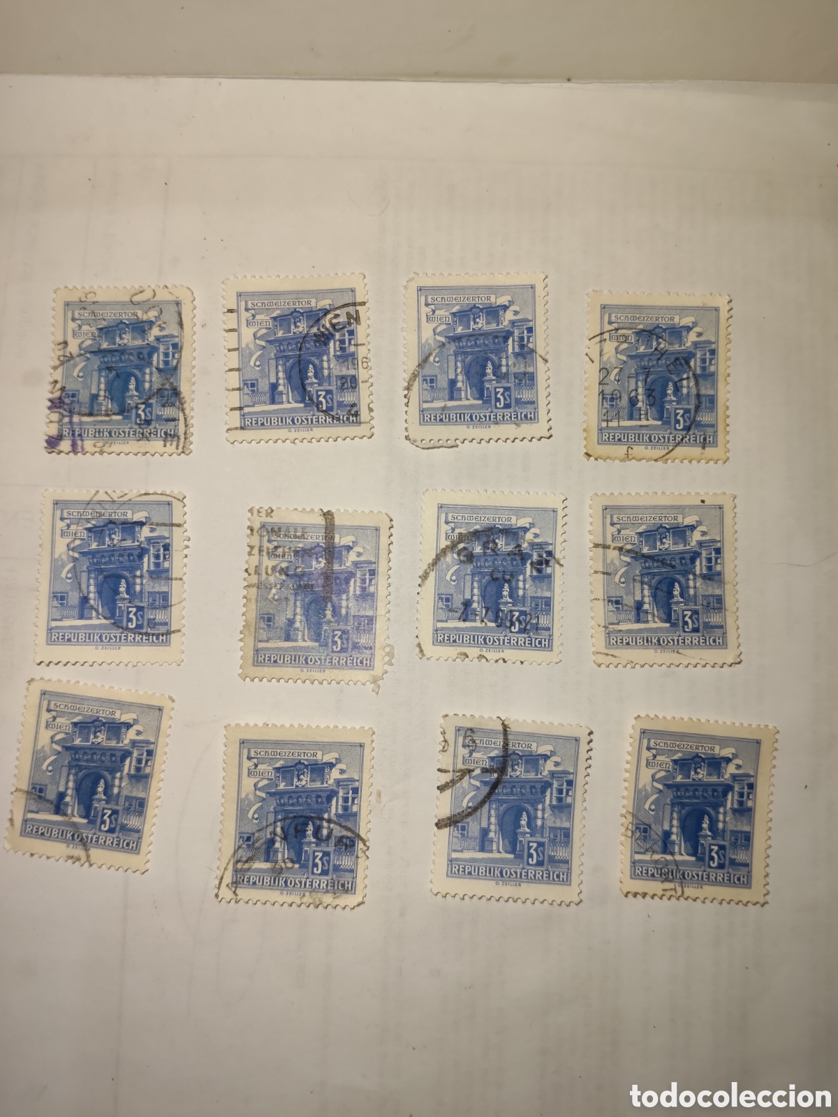 Sellos: 12 sellos de Austria Puerta Suiza del Palacio Imperial de Hofburg en Viena 1962