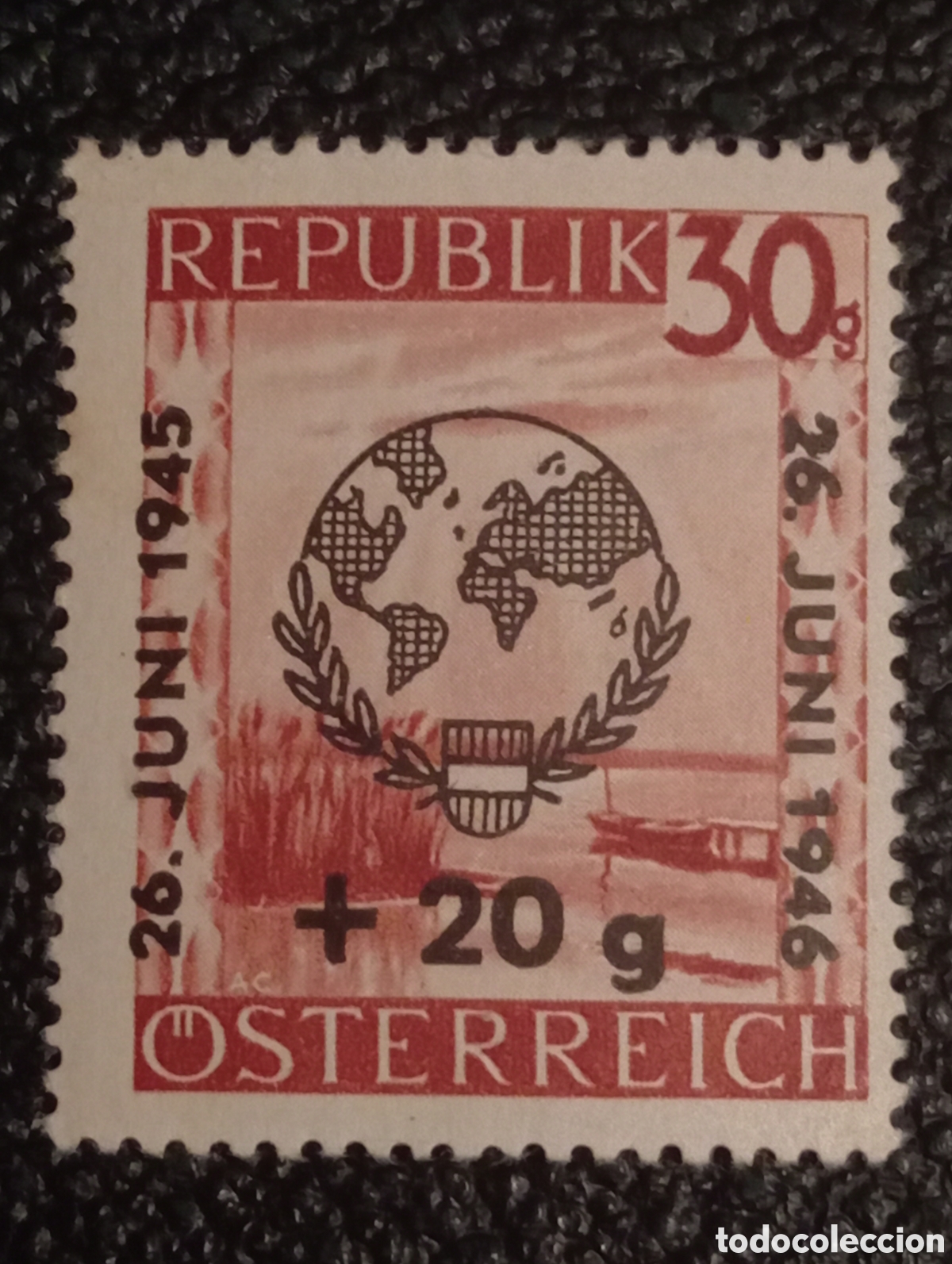 Sellos: Sello Austria 1946 Aniversario ONU Michel 771 MNH