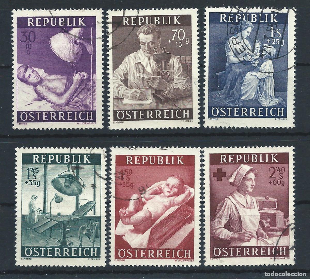 Sellos: Autriche N&deg;832/37 Obl (FU) 1954 - Sant&eacute; publique