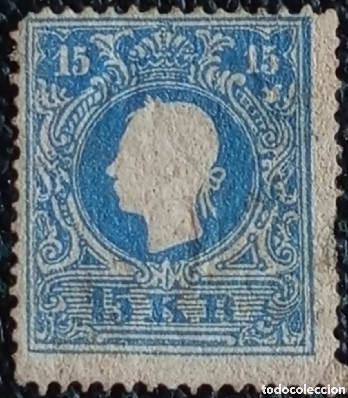 Sellos: Austria 1867 - Sello Emperador Francisco Jos&eacute; 15kr Azul (Michel 39 / Scott 31)