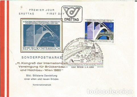 Sellos: FDC AUSTRIA ERSTTAG 11 KONGRES DER INTERNATIONALEN VEREINIGUNG FUR BRUCKENBAU UND HOCHBAU WIEN 1980
