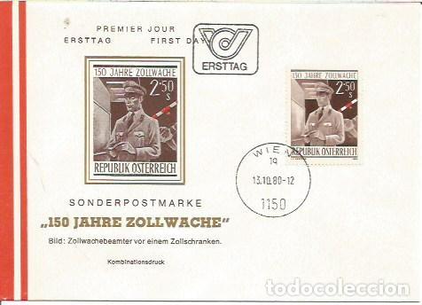 Sellos: FDC AUSTRIA ERSTTAG 150 JHARE ZOLLWACHE WIEN 1980