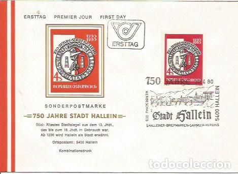 Sellos: FDC AUSTRIA ERSTTAG 750 JHARE STADT HALLEIN 1980