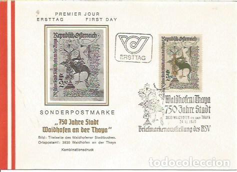 Sellos: FDC AUSTRIA ERSTTAG 750 JHARE STADT MAIDHOFEN AN DER THAYA 1980