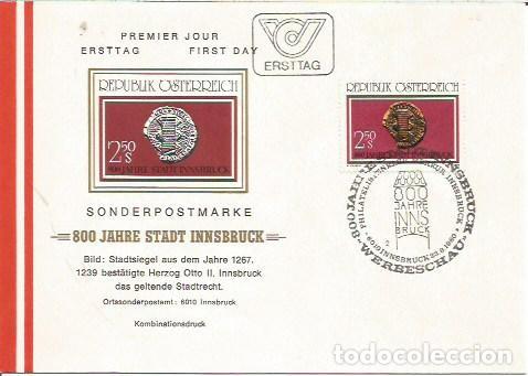 Sellos: FDC AUSTRIA ERSTTAG 800 JHARE STADT INNSBRUCK 1980