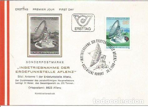 Sellos: FDC AUSTRIA ERSTTAG INBETRIEBNAHME DER ERDEFUNKSTELLE AFLENZ KURORT 1980
