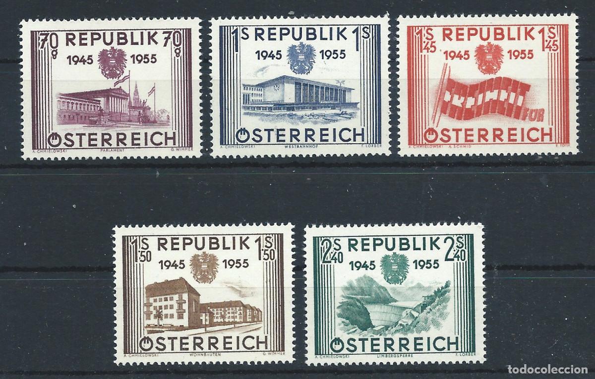 Sellos: Autriche N&deg;845/49** (MNH) 1955 - 10&eacute;me Anniversaire de la 2&eacute;me R&eacute;publique