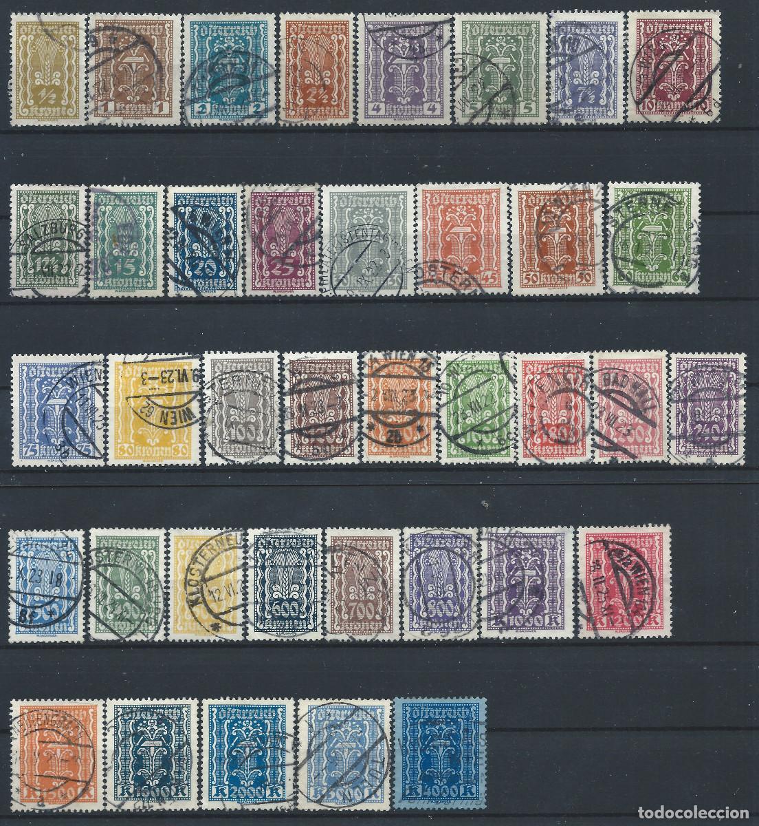 Sellos: Autriche N&deg;253/81 + 314/22 Obl (FU) 1922/24 - Symboles &rdquo;Agriculture et Industrie&rdquo;