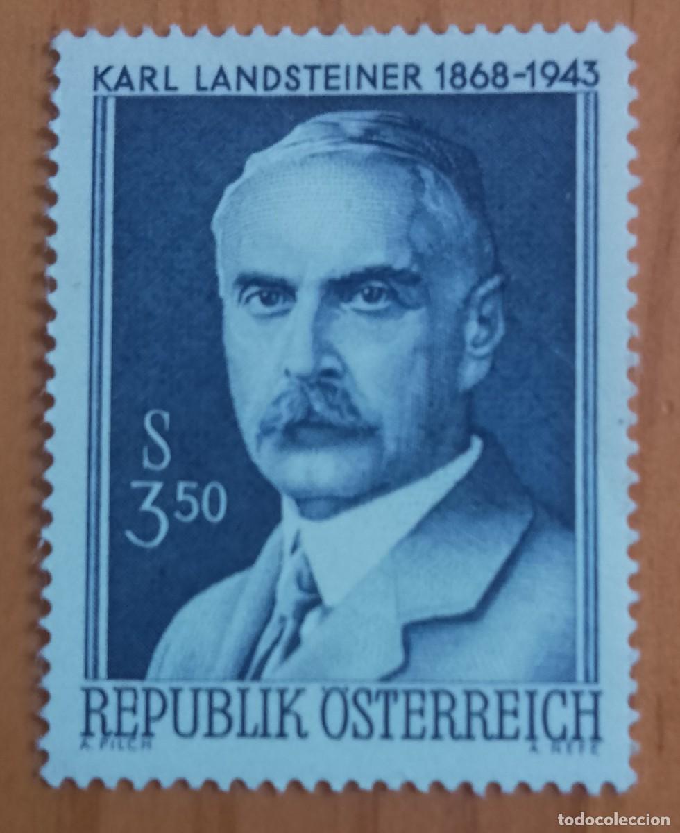 Sellos: AUSTRIA - V/F 3,50 - A&Ntilde;O 1968 - CENTENARIO DE KARL LANDSTEINER, MEDICINA - YV 1096