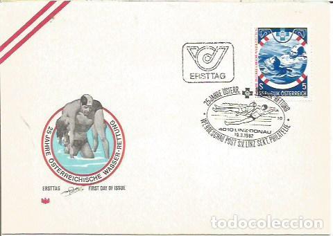 Sellos: FDC AUSTRIA ERSTTAG 25 JHARE OSTERREICHISCHE WASSER RETTUNG LINZ DONALI 1982