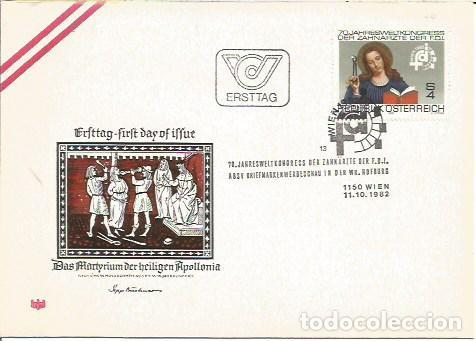 Briefmarken: FDC AUSTRIA ERSTTAG DAS MARTYRIUM DER HEILIGEN APOLLONIA LINZ DONAU 1982