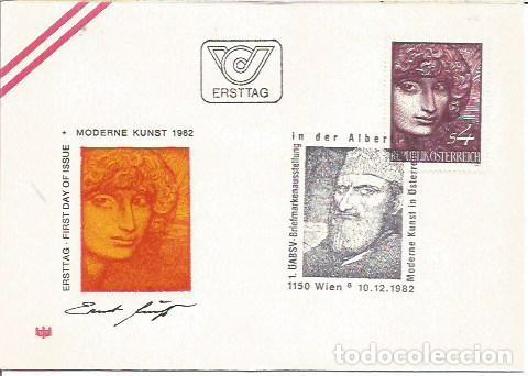 Sellos: FDC AUSTRIA ERSTTAG MODERNE KUNST IN DER ALBERTINA WIEN 1982