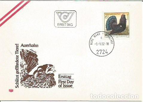 Sellos: FDC AUSTRIA ERSTTAG SCHUTZT GEFAHNRDETE TIERE AUERHAHN 1982