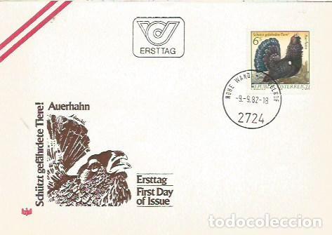 Sellos: FDC AUSTRIA ERSTTAG SCHUTZT GEFAHNRDETE TIERE AUERHAHN 1982