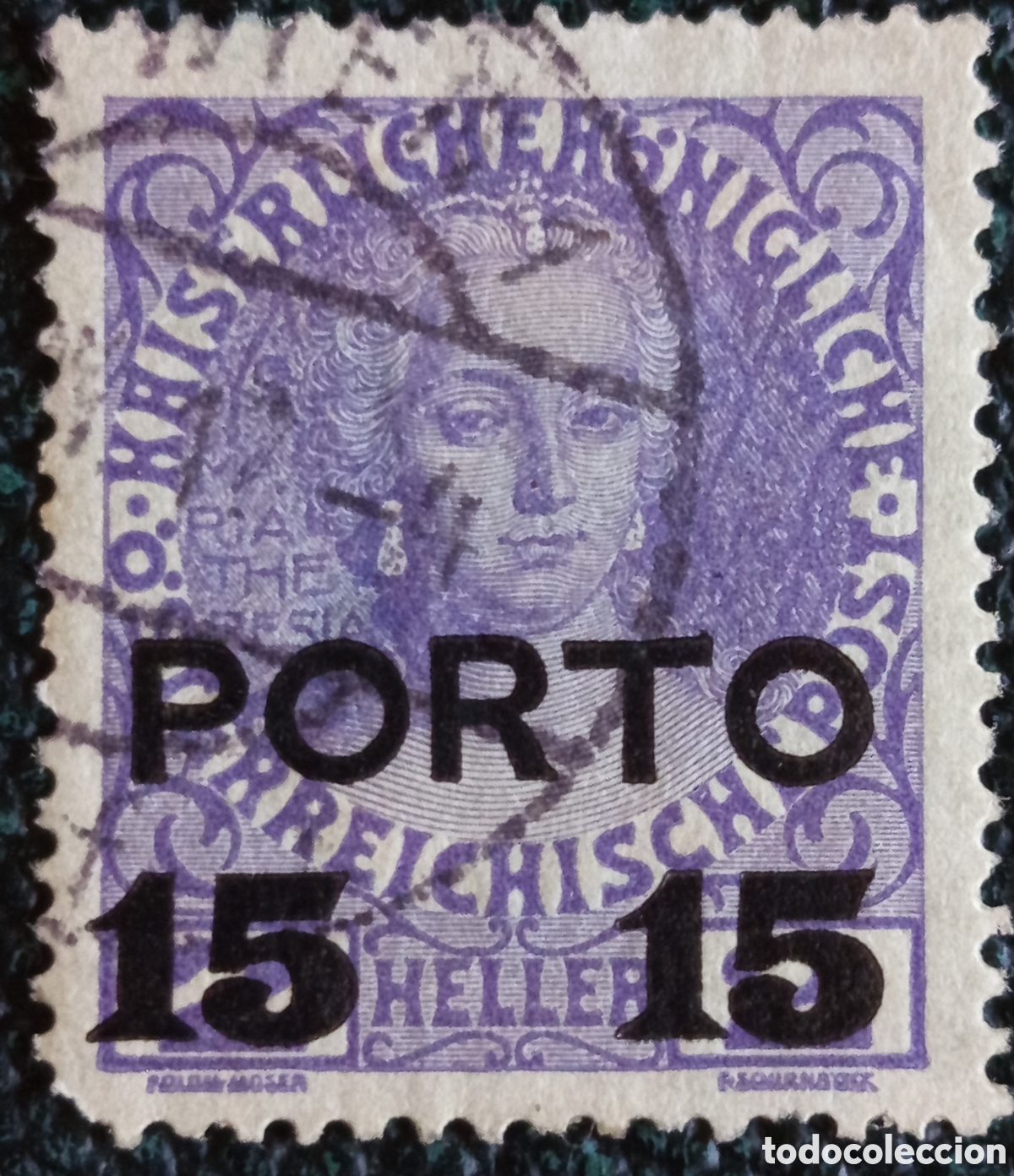 Sellos: Sello Tasa Austria 1917 Porto 15h Mar&iacute;a Teresa Usado - Scott #J52