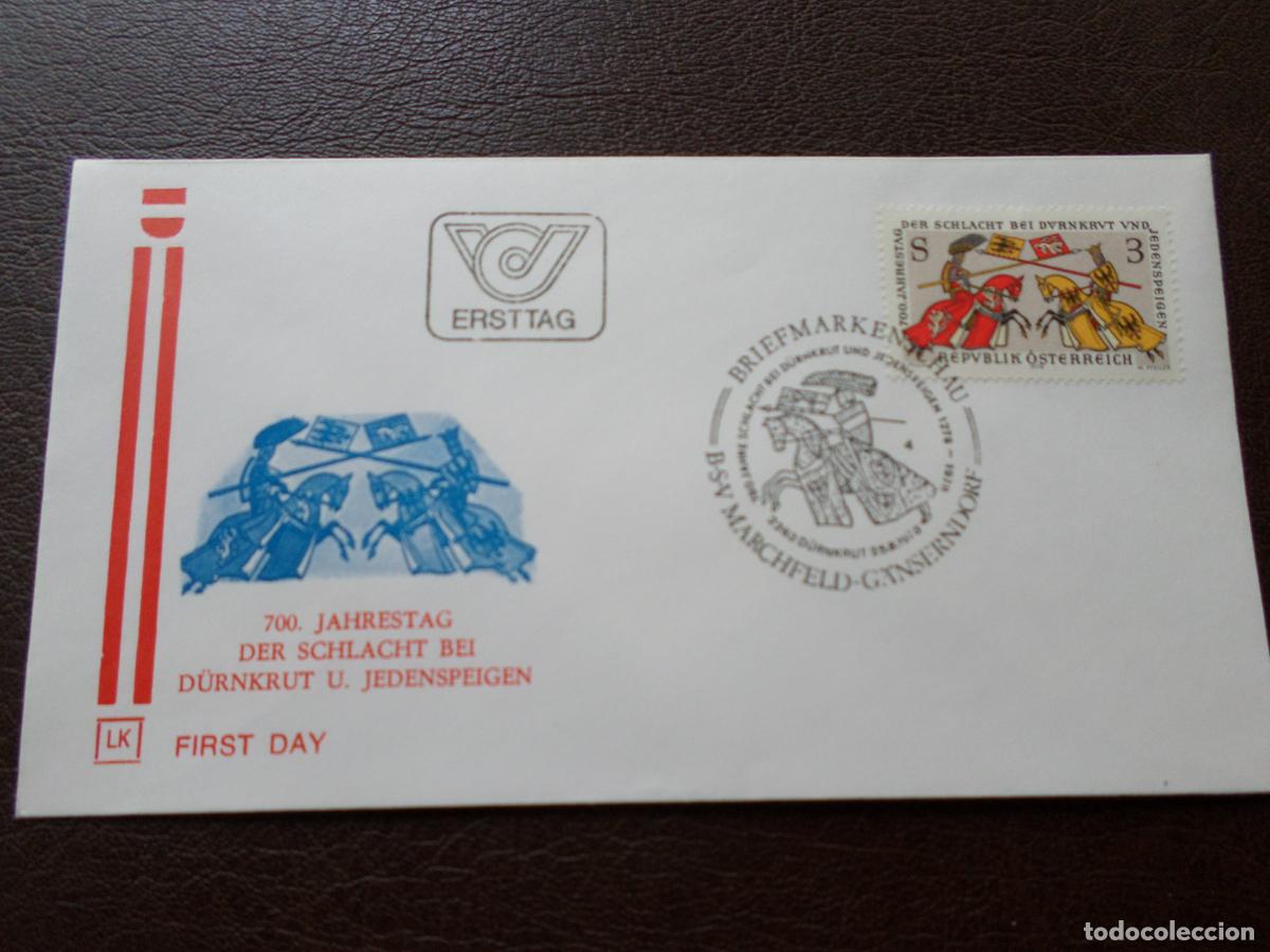 Sellos: austria, 1978, 7 centenario batalla de durnkrut y jedenspeigen, Yvert 1509, sobre primer dia emision