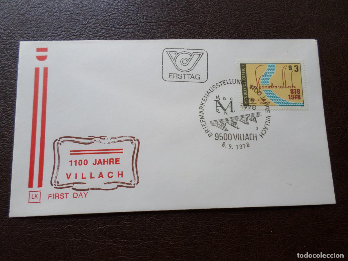 Sellos: austria, 1978, 1100 aniversario ciudad de villach, Yvert 1413, en sobre primer dia de emision