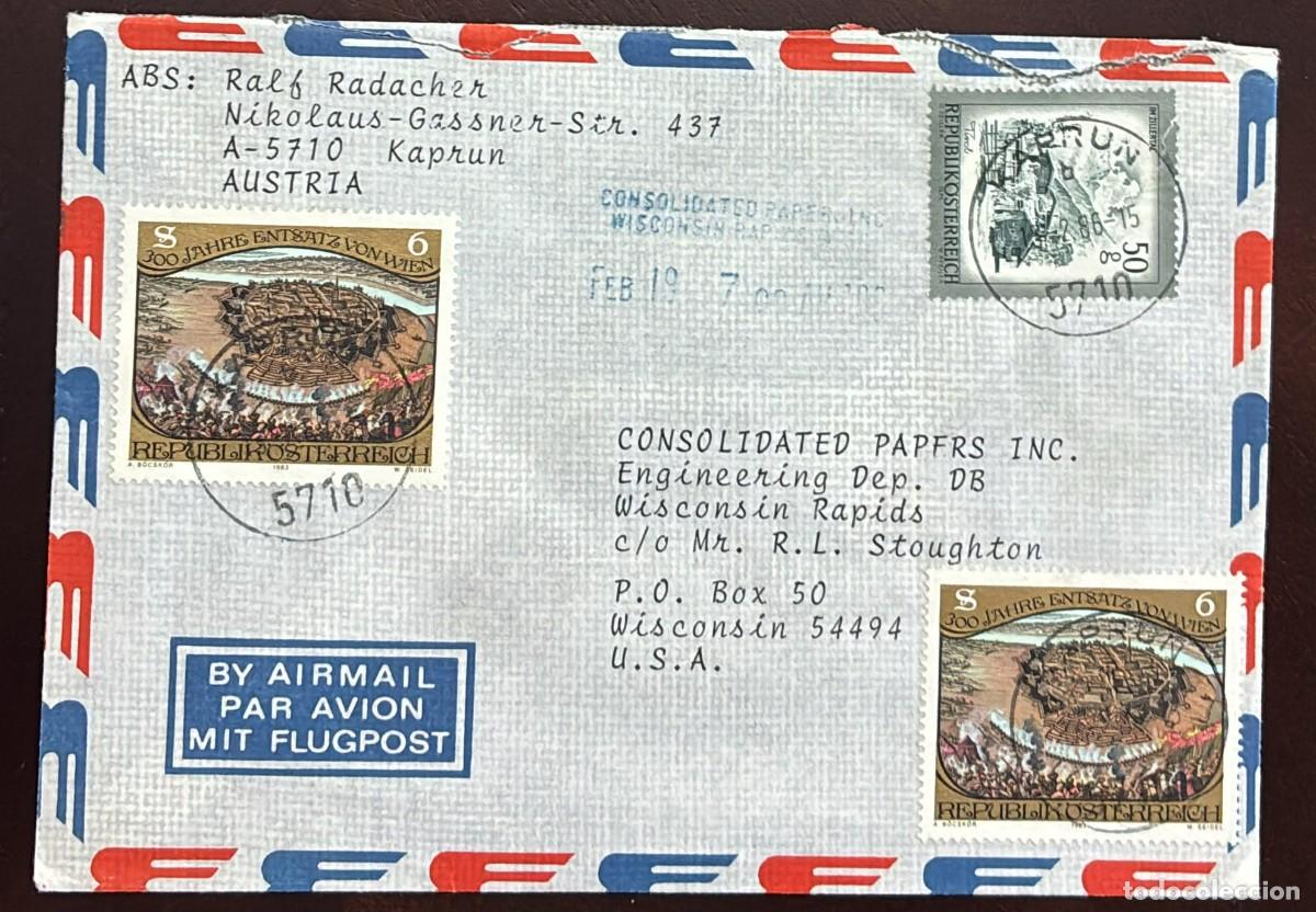 Sellos: TS) 1980 AUSTRIA, AIRMAIL, COVER SENT FROM KAPRUN TO WISCONSIN,EUROPA LANDSCAPES ISSUEAND TOURISM,VF