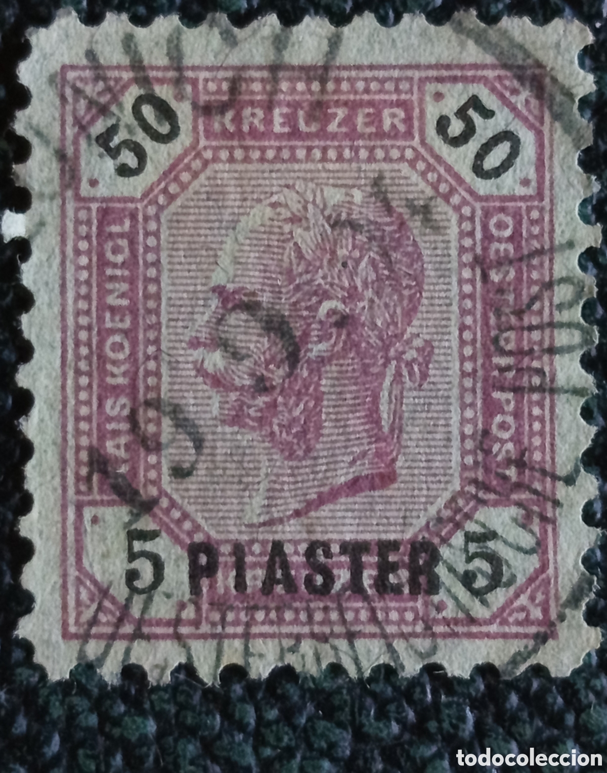 Sellos: Sello Levant Austria 5 Piaster Violeta Sobrecarga Scott #6 Michel #19 Usado