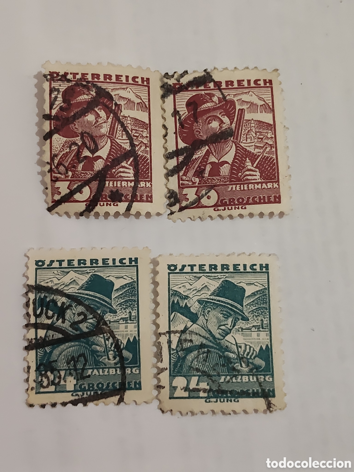 Sellos: 4 sellos de Austria trajes tradicionales 1934