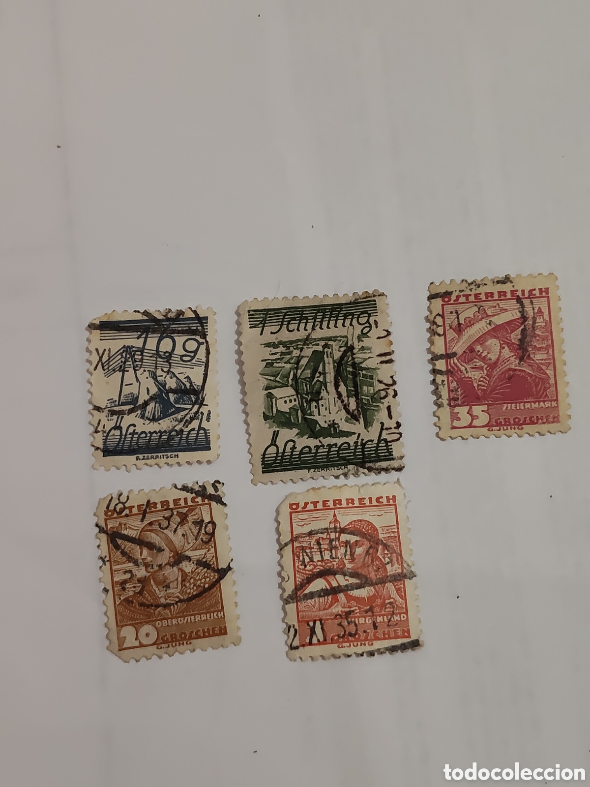 Sellos: 5 sellos muy antiguos de Austria variados 1925-34