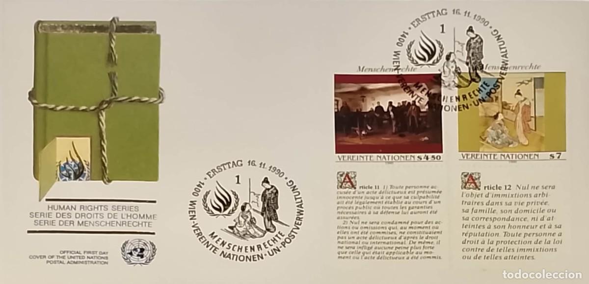 Sellos: TS) 1990, AUSTRIA, UNITED NATIONS POSTAL ADMINISTRATION (UNPA) OFFICIAL FIRST DAY COVER DEDICATED TO