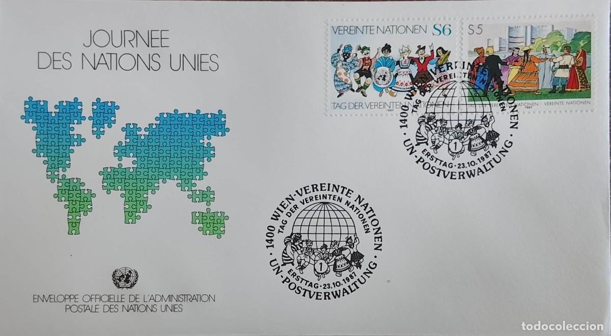 Sellos: TS) 1987, AUSTRIA, UNITED NATIONS POSTAL ADMINISTRATION FIRST DAY COVER COMMEMORATING &rdquo;UNITED NATION