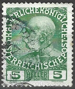 Sellos: AUSTRIA - IMPERADOR FRANZ JOSEPH I - (FRANZISCO JOS&Eacute;) - SELLO VERDE - 5 HELLER - MAYOR - SELLADO