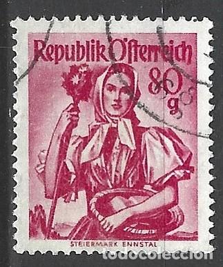 Sellos: AUSTRIA - 1948 - 80 GROSCHEN - SELLO DE TRAJES T&Iacute;PICOS - STEYERMARK ENNSTAL - ESTAMPADO