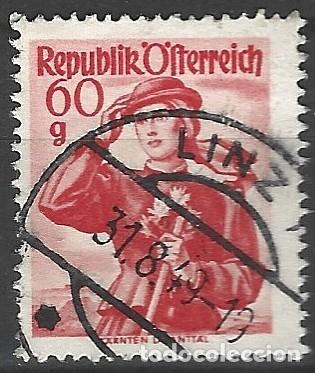 Sellos: AUSTRIA - 1948 - 60 GROSCHEN - SELLO DE TRAJES T&Iacute;PICOS - KAERNTEN LAVANTTAL - ESTAMPADO