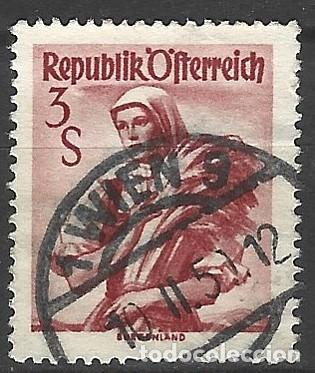 Sellos: AUSTRIA - 1948 - 3 SCHILLING - SELLO DE TRAJES T&Iacute;PICOS - BURGENLAND - ESTAMPADO - USADO