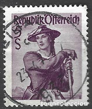 Sellos: AUSTRIA - 1948 - 5 SCHILLING - SELLO DE TRAJES T&Iacute;PICOS - ZILLERTAL - ESTAMPADO - USADO