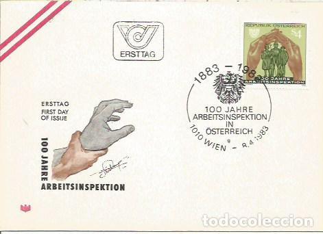 Sellos: FDC AUSTRIA ERSTTAG 00 JHARE ARBEITSINSPEKTION IN OSTERREICH WIIEN 1983