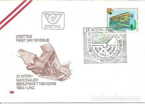 Sellos: FDC AUSTRIA ERSTTAG 27 INTERNATIONALER BERFSWETTBEWERB LINZ 1983