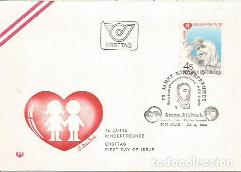 Sellos: FDC AUSTRIA ERSTTAG 75 JHARE KINDERFREUNE WIEN 1983
