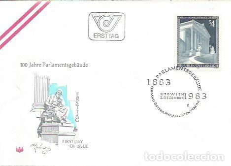 Sellos: FDC AUSTRIA ERSTTAG 100 JHARE PARLAMENTSGEBAUDE WIEN 1983