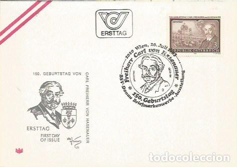 Sellos: FDC AUSTRIA ERSTTAG 150 GEBURTSTAG VON CARL FREIHERR VON HASENAUER WIEN 1983