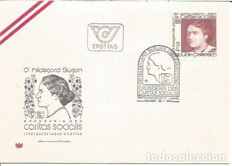 Sellos: FDC AUSTRIA ERSTTAG DR HILDEGARD BUJAN GRUNDERING DER CARITAS SOCIALIS 1983