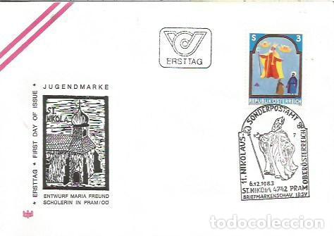 Sellos: FDC AUSTRIA ERSTTAG JUGENDMARKE ENTWURF MARIA FREUND SCHOLERIN IN PRAN 1983