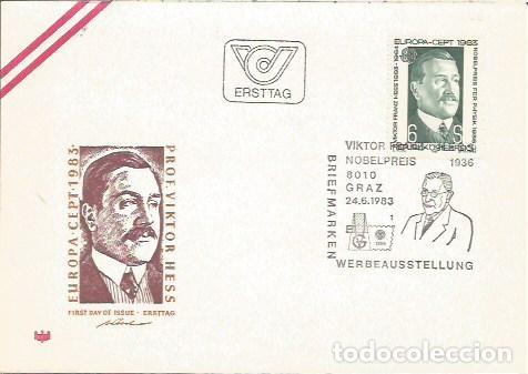 Sellos: FDC AUSTRIA ERSTTAG PROF VIKTOR HESS EUROPA CEPT 1983