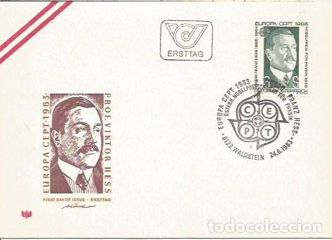 Sellos: FDC AUSTRIA ERSTTAG PROF VIKTOR HESS EUROPA CEPT 1983
